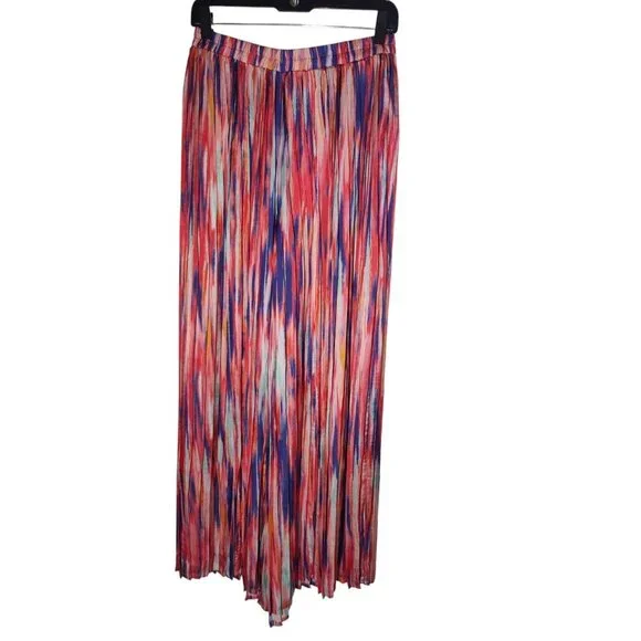 Molly Bracken Printed Striped Wide Leg High Rise Pull-On Satin Pants S - Picture 3 of 6